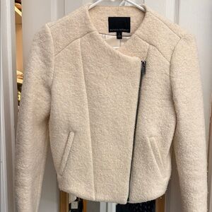 Banana Republic Cream Boucle Moto Blazer Jacket